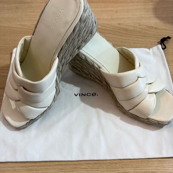 Vince Gilian Woven Espadrille Wedge Sandal/Bag  Marble Cream Size 10 NEW $325 - Picture 1 of 11